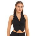 thumbnail image 2 of Miutii Women's Halterneck Waistcoat Cropped Backless Button Down Y2K Tuxedo Vest Black M, 2 of 9