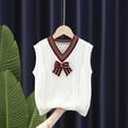 thumbnail image 2 of Mikilon Knitted Sweater Vest for Kids V-Neck Sleeveless Argyle Sweater Students Winter Thicken Warm Tops ,Size 1-9 Years, 2 of 3