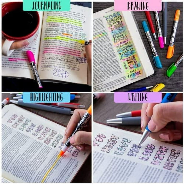 BLIEVE Aesthetic Highlighters and Gel Pens With Soft Ink and Tip, No Bleed  Dry Fast Easy to Hold, for Bible Journaling Planner Notes 