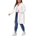 thumbnail image 4 of Chaqueta de mezclilla de manga larga para mujer de tallas grandes Agnes Orinda, longitud maxi, 2X, blanca, 4 of 6