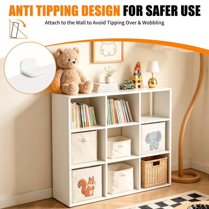 9-Cube Metal Bookcase, Open Storage Cabinet Bookshelf, Display Shelf for Living Room, Bedroom, Home Office