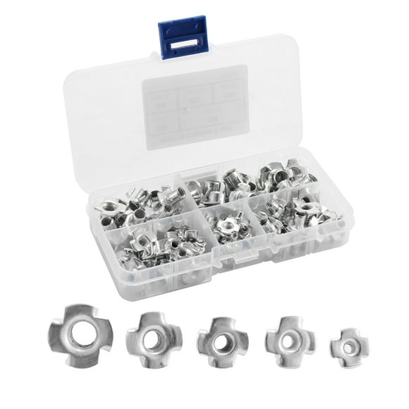 Multifunctional 90PCS Captive T Nut Socket Screws Kits Assortment With Transparent Box Rustproof Metal For