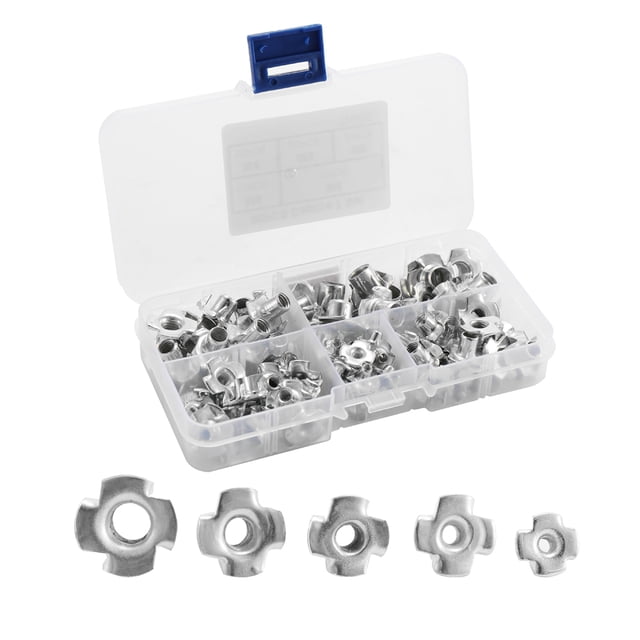 Multifunctional 90PCS Captive T Nut Socket Screws Kits Assortment With Transparent Box Rustproof Metal For