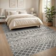thumbnail image 3 of ODIKA 8'x10' Gray Cream Multi Band Geometric Striped Washable Area Rug Horizontal Banded Layout with Diamond Lattice Non-Shedding, Easy Care, for King Size Bedroom Under Bed, Master Suite, 3 of 7