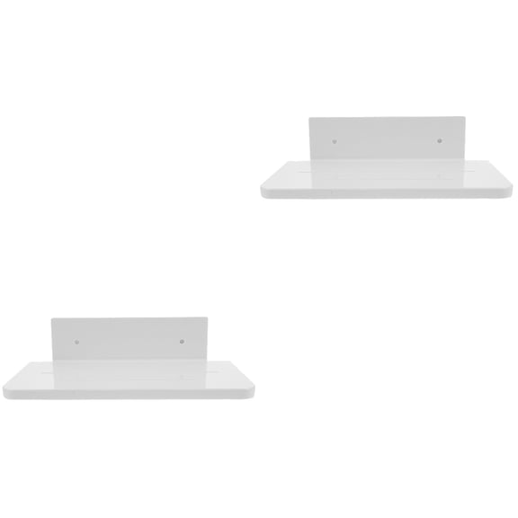2-Pack White Floating Wall Shelves Nail-Free Storage Racks for Bathroom and Home Organization Decor