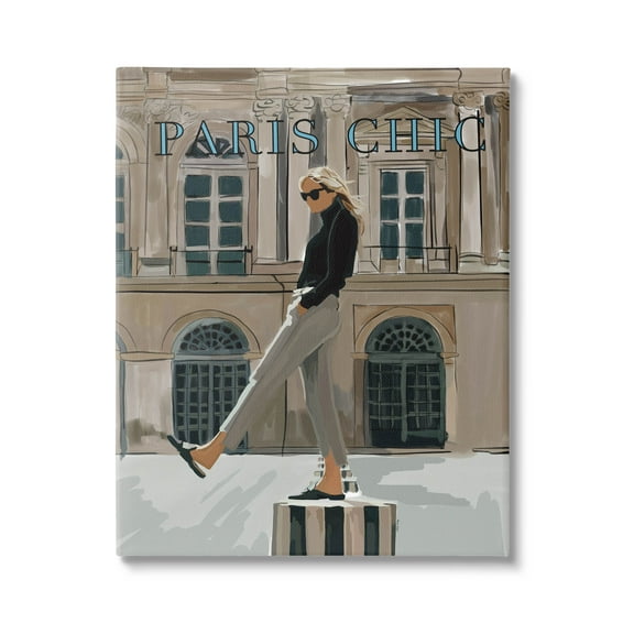 Stupell Industries Paris Chic Trendy Woman Architecture Graphic Art Gallery Wrapped Canvas Print Wall Art, Design by Amelia Noyes