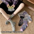 thumbnail image 2 of Vintage Style Crew Socks with Cute Floral Cuff for Women, 2 of 7
