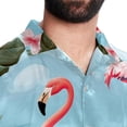 thumbnail image 5 of Flamingo Tropical Rainforest Men's Short Sleeve Beach Shirts, Hawaiian Printed Button Down Summer Casual Unisex Men's Shirts, 5 of 6