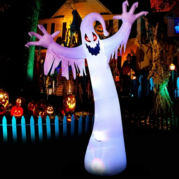 12 Ft Halloween Inflatables Red Eye Ghost with Color Changing LEDs Decoration, Outdoor Halloween