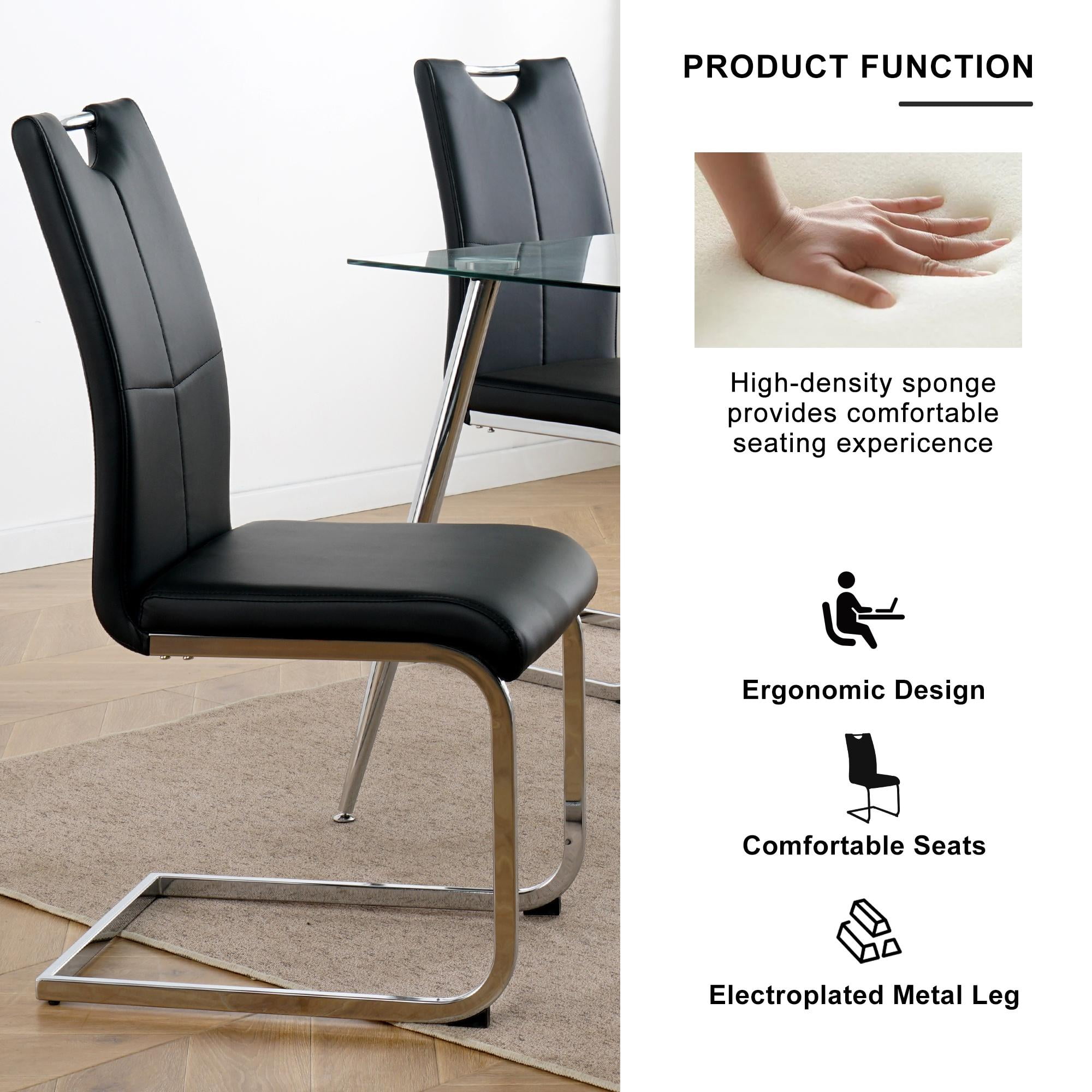 Sumdeal Modern Dining Chairs Set of 4,Modern Dining Chairs with C-Shape Metal frame leg with High Density Sponge Leather,Dining Chairs for Dining Room,Kitchen,Living Room