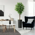 thumbnail image 3 of Artificial Tree in Geometric Spiral Pattern Planter, Fake Ficus Silk Tree for Indoor and Outdoor Home Decoration - 75" Overall Tall (Plant Pot Plus Tree), 3 of 5