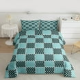 thumbnail image 2 of jejeloiu Geometric Plaid Grid Bedding Comforter Set,Modern Geometric Checkered Twin Comforter Sets,Blue Black Checkerboard Bedding Set For Children,Microfiber Bedroom Decor Reversible,2pcs, 2 of 8