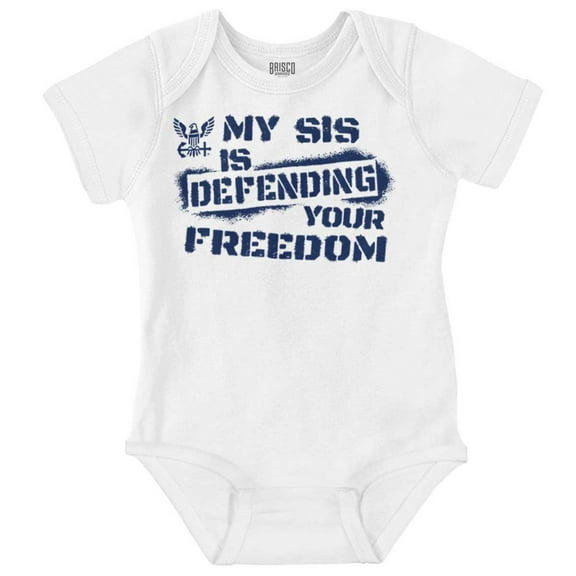 US Navy Logo Sister Defending Freedom Romper Boys or Girls Infant Baby Brisco Brands 18M