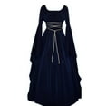 thumbnail image 3 of nerohusy Medieval Dress for Women Vintage Renaissance Costumes Pirate Peasant Dresses Gothic Corset Floor Length Halloween Long Dresses 2025 Navy,M, 3 of 5