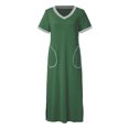 thumbnail image 7 of lmcalzta Womens Sleep Dresses Nightgown Maxi Long Nightdress with Pockets Loungewear V Neck Short Sleeve Tshirts, 7 of 7