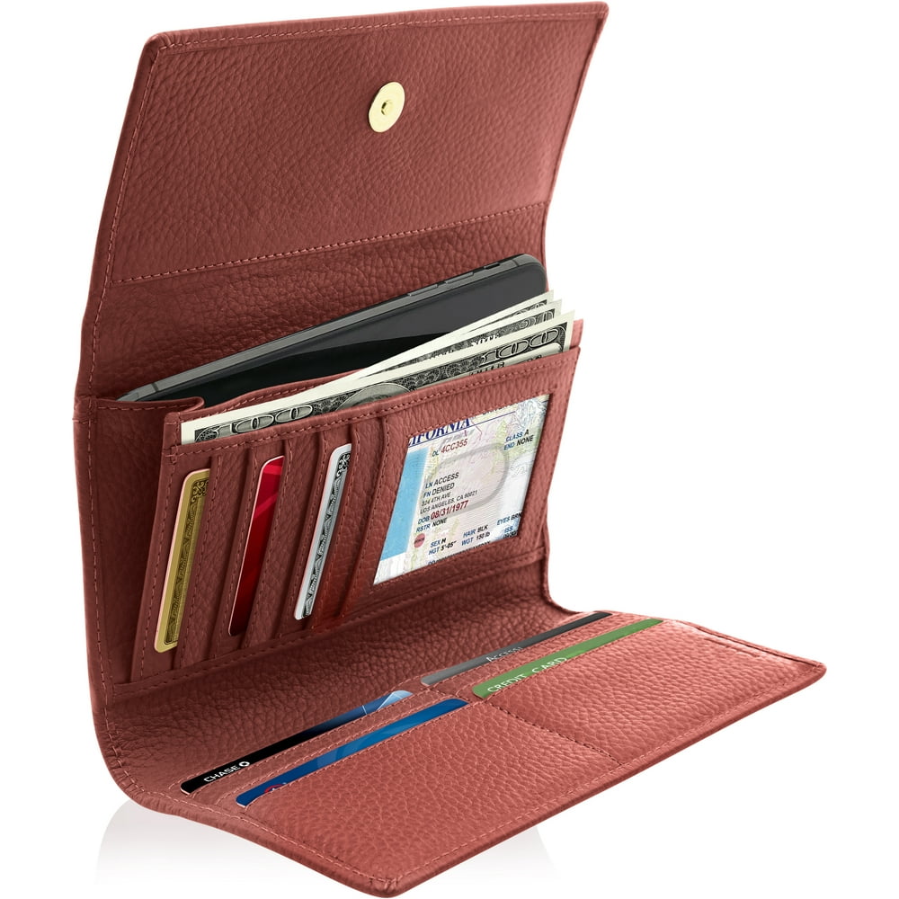 Genuine Leather Wallets For Women Trifold Ladies Clutch Wallet With
