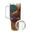 thumbnail image 2 of Cauagu Colorful Bull Western Man Print Stainless Steel Vacuum Insulated Tumbler,40oz Water Bottle with Handle & Flip Straw Reusable Travel Coffee Mug for Women & Men, 2 of 8