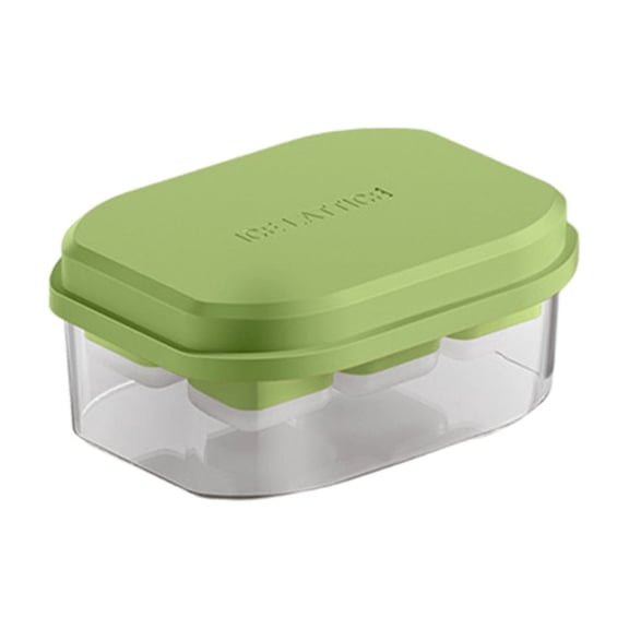 Jubipavy 4.13in 6-Cavity Press-Type Ice Cube Tray with Storage Bin, Stackable Ice Maker for Freezer, 3 Color Options