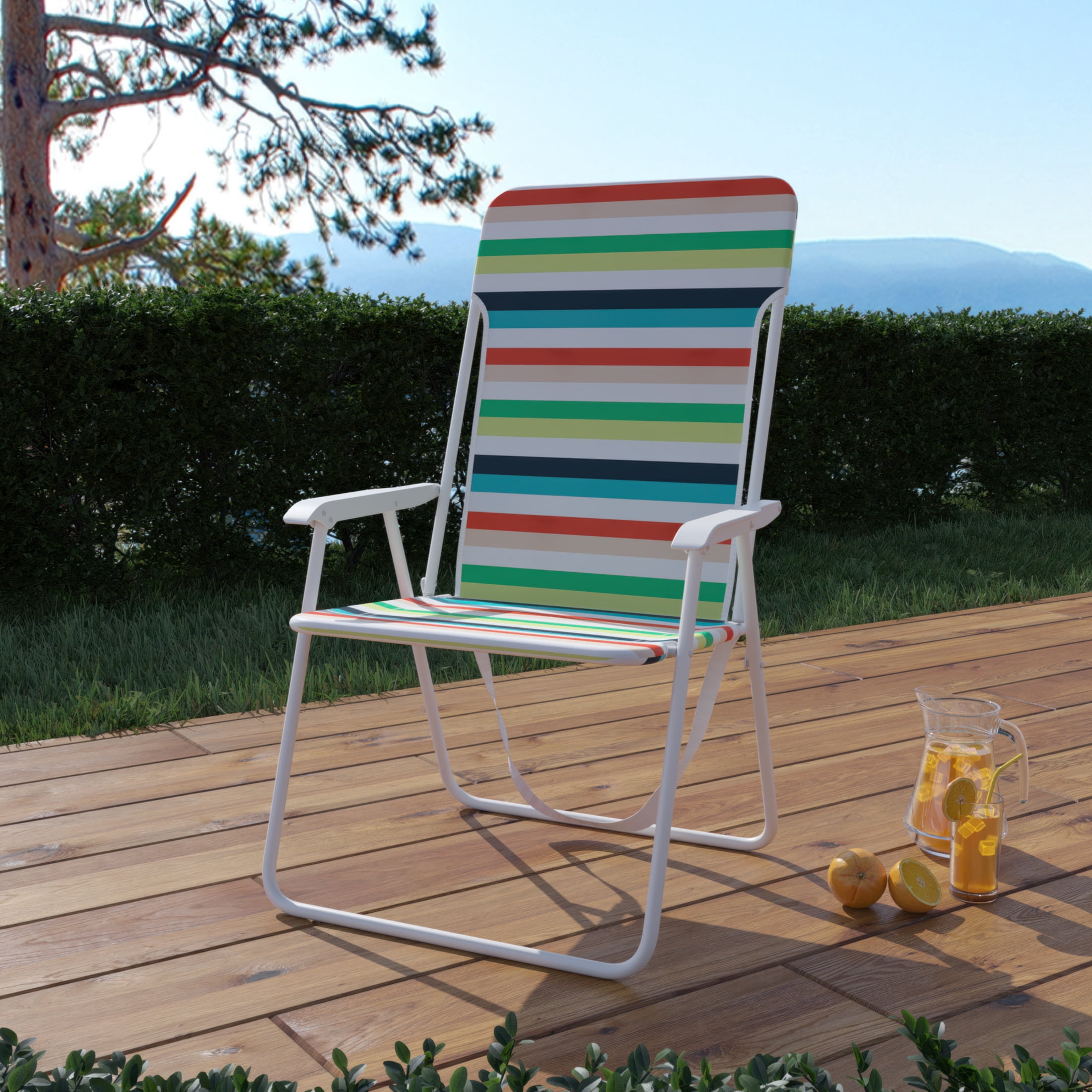 Mainstays Steel Folding Beach Chair, Multi Stripe