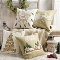 thumbnail image 2 of Phantoscope Merry Christmas Velvet and Cotton Canvas Decorative Throw Pillow, Beige and White, 18" x 18", Set of 4, 2 of 4
