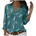thumbnail image 2 of Elvqul Shirts for Women Button up Long Sleeve Blouses for Women Green Collared Fall Shirt, 2 of 6
