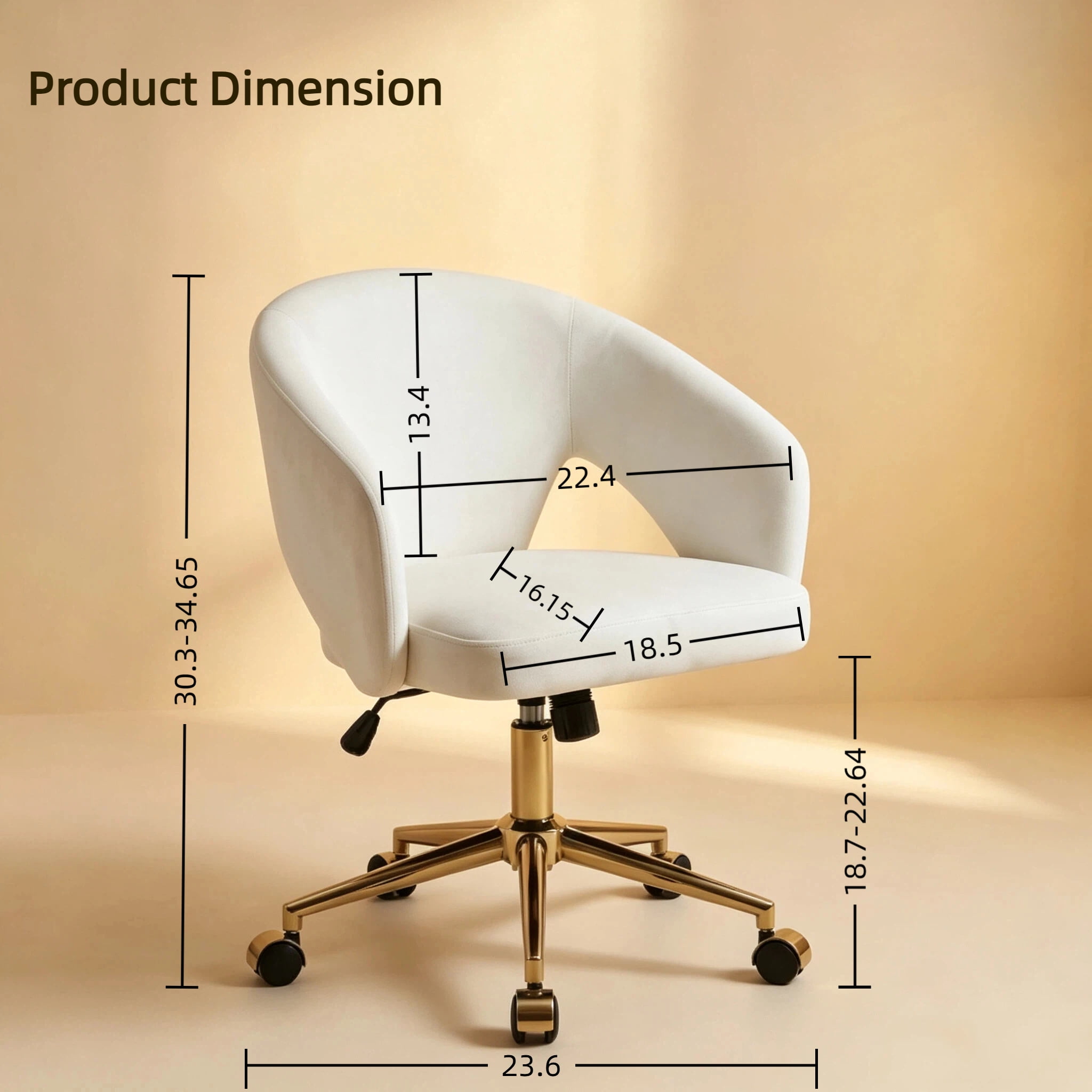 Garitin Office Chair and Ergonomic Swivel Desk Chair 23.6 Inch, Comfortable Seating with Memory Foam Cushion for Home Bedroom, White