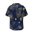 thumbnail image 4 of Goofa Vintage Golden Butterfly Printed Men's Casual Short-sleeved Shirt,Lightweight Breathable Button-down,Summer Casual men's top,Versatile Fashion shirt-Large, 4 of 7