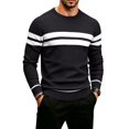 thumbnail image 2 of Mens Sweater Sweater Casual Striped Long Sleeve Fall Winter Pullovers, 2 of 7
