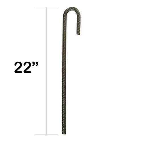 Steel Rebar Ground Stakes J Hook Heavy Duty Hard Firm Soil Set