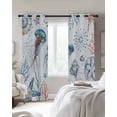 thumbnail image 4 of Coastal Jellyfish Blackout Curtains for Bedroom Living Room Darkening Curtains 84 Inch Length 2 Panels Set Farmhouse Nautical Conch Coral Starfish Window Curtain Window Treatment Drapes 42"x84", 4 of 9