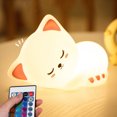 thumbnail image 1 of Silicone Night Light Children's Bedside Lamp - Sleepy Cat Remote Control Model, 1 of 7