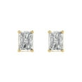 thumbnail image 3 of 1.0 Ct Emerald Cut Studs White Sapphire 14K Yellow Solid Solid Gold Everyday Dainty Earrings Push Back, 3 of 7