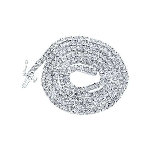 Sterling Silver Mens Round Diamond 20-inch Link Chain Necklace 1-1/3 Cttw