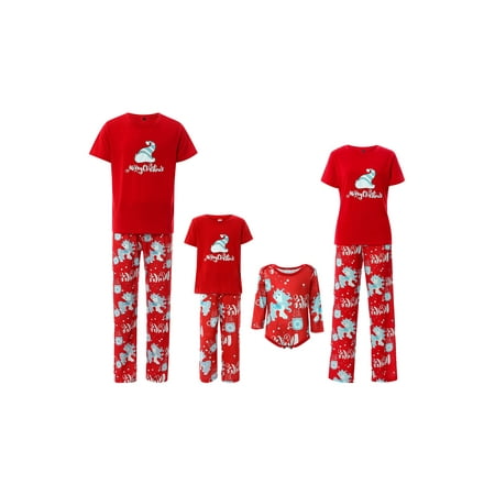 

JYYYBF Christmas Family Matching Outfits Unicorns Patterns Short-Sleeves T-Shirt Pants Xmas Pajamas for Father Mother Kids Kid Red 4-5 Years