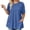 Blue, variant on YUEHUA Women's Plus Size Linen Blend Tunic Top, Round Neck Short Sleeve with Side Pockets, Loose Fit Casual Blouse