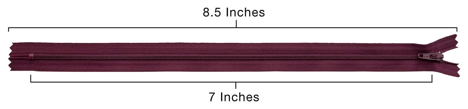 YKK® #3 Lightweight Closed-End Zipper, 7 Inch Length, Burgundy 021 (100 Pack)