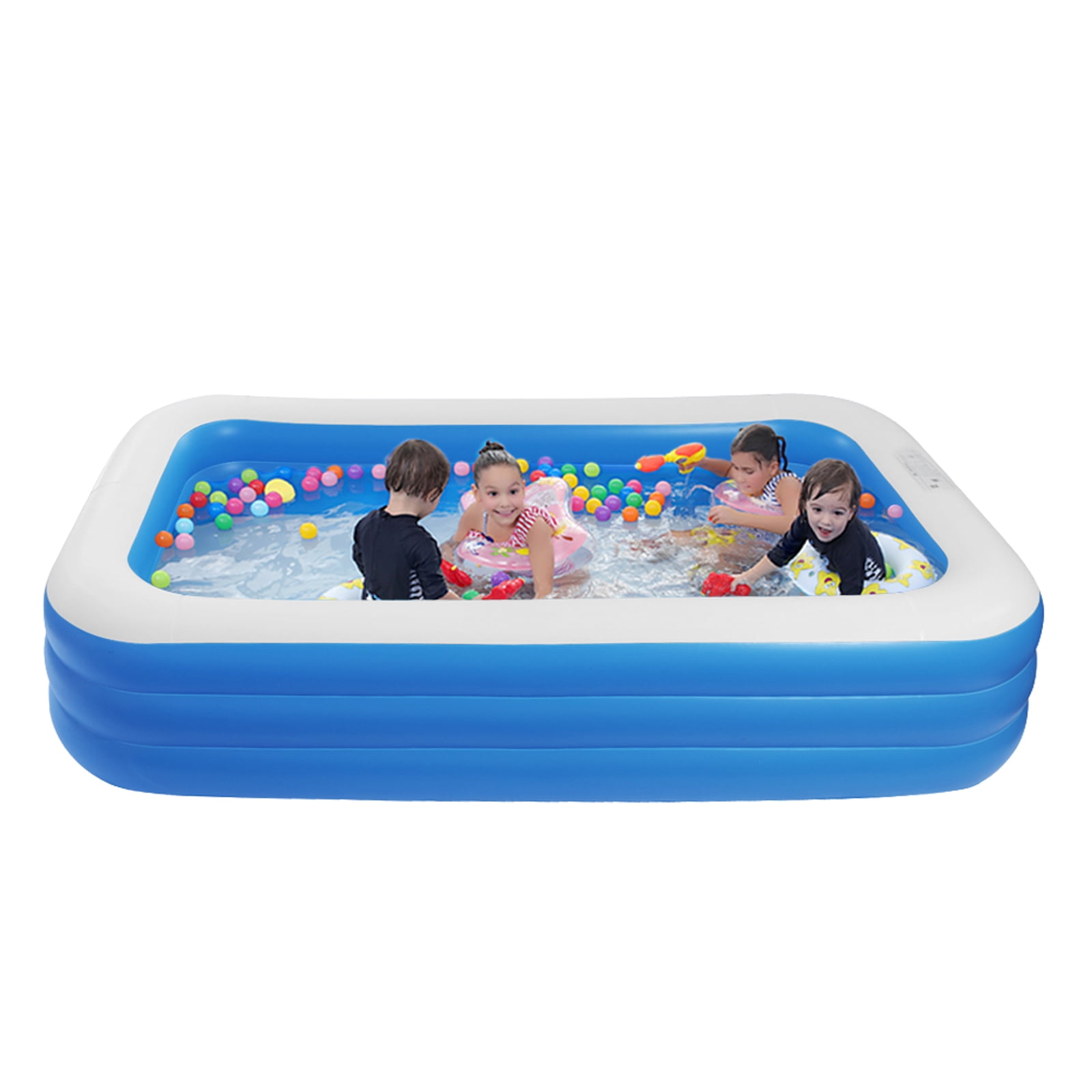 Private Jungle Inflatable Swimming Pool 120" x 72" x 22" Thickened, Full-Sized Above Ground Kiddle Family Lounge Pool for Adult, Kids, Toddlers, Blow Up for Backyard, Garden, Party, Blue