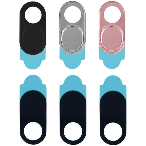 3pcs Webcam Cover, Metal Web Camera Lens Caps Camera Privacy Protect Sticker for Smartphone Tablets Desktops Laptops, Mobile Phone Accessories (Silver Black Powder Mixed Color)