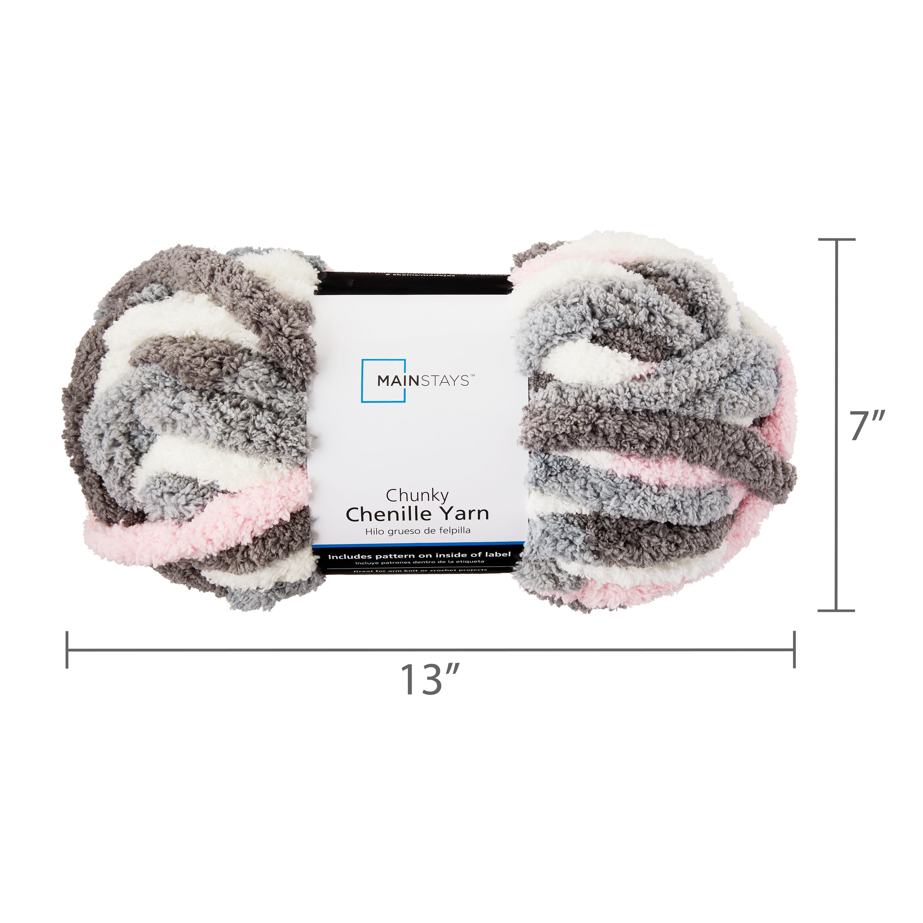 Mainstays Chunky Chenille Yarn, 31.7 yd, Sleepy Skies Multi, 100% Polyester, Super Bulky, Pack of 4