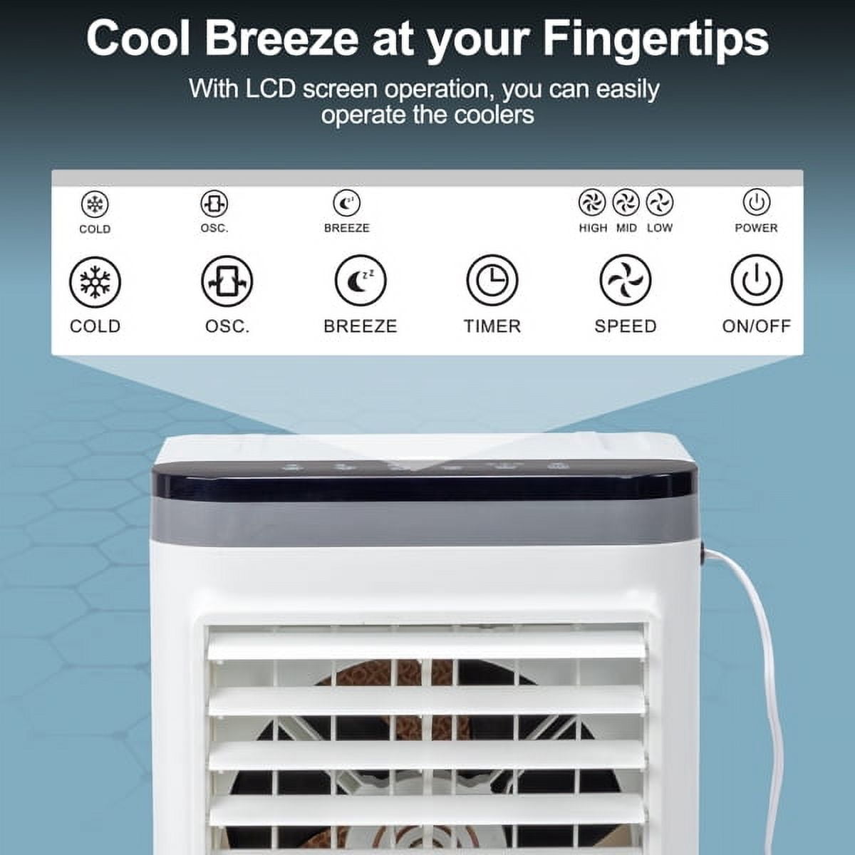 461CFM Portable Air Cooler, 5.28 Gal/20L Evaporative Swamp Cooler, 3-IN-1 Cooling Fan with Scroll Casters, Remote Control, 3 Speeds, 12H Timer & 4 Ice Box, Humidifying Oscillating Fan