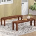thumbnail image 1 of 2pcs 61.75'' Manila Bench Outdoor Patio Bench with Sturdy Frame Weather Resistant for Garden Backyard Park Durable Wooden Bench Seating, 1 of 9