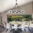 thumbnail image 3 of 59" Large 36-Light Wagon Wheel Chandelier, Modern Black Round Light Fixture with Smoky Grey Glass Shades for Dining Room High Ceilings Foyer Living Room, 3 of 8