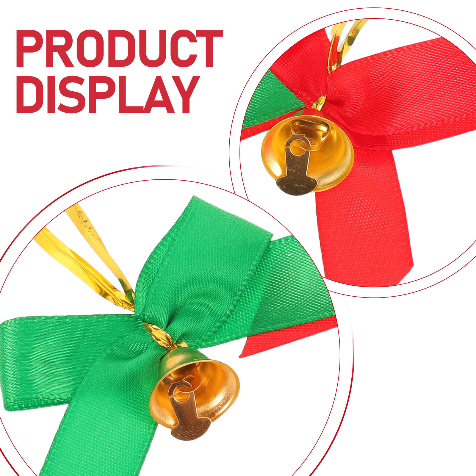 WRITWAA Assorted Color Polyester Christmas Bows with Bells for Party Decor, 20Pcs