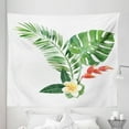 thumbnail image 1 of Plant Tapestry, Frangipani Blooming on Tropical Fern Exotic Art Watercolor, Fabric Wall Hanging Decor for Bedroom Living Room Dorm, 5 Sizes, Fern Green Marigold, by Ambesonne, 1 of 1