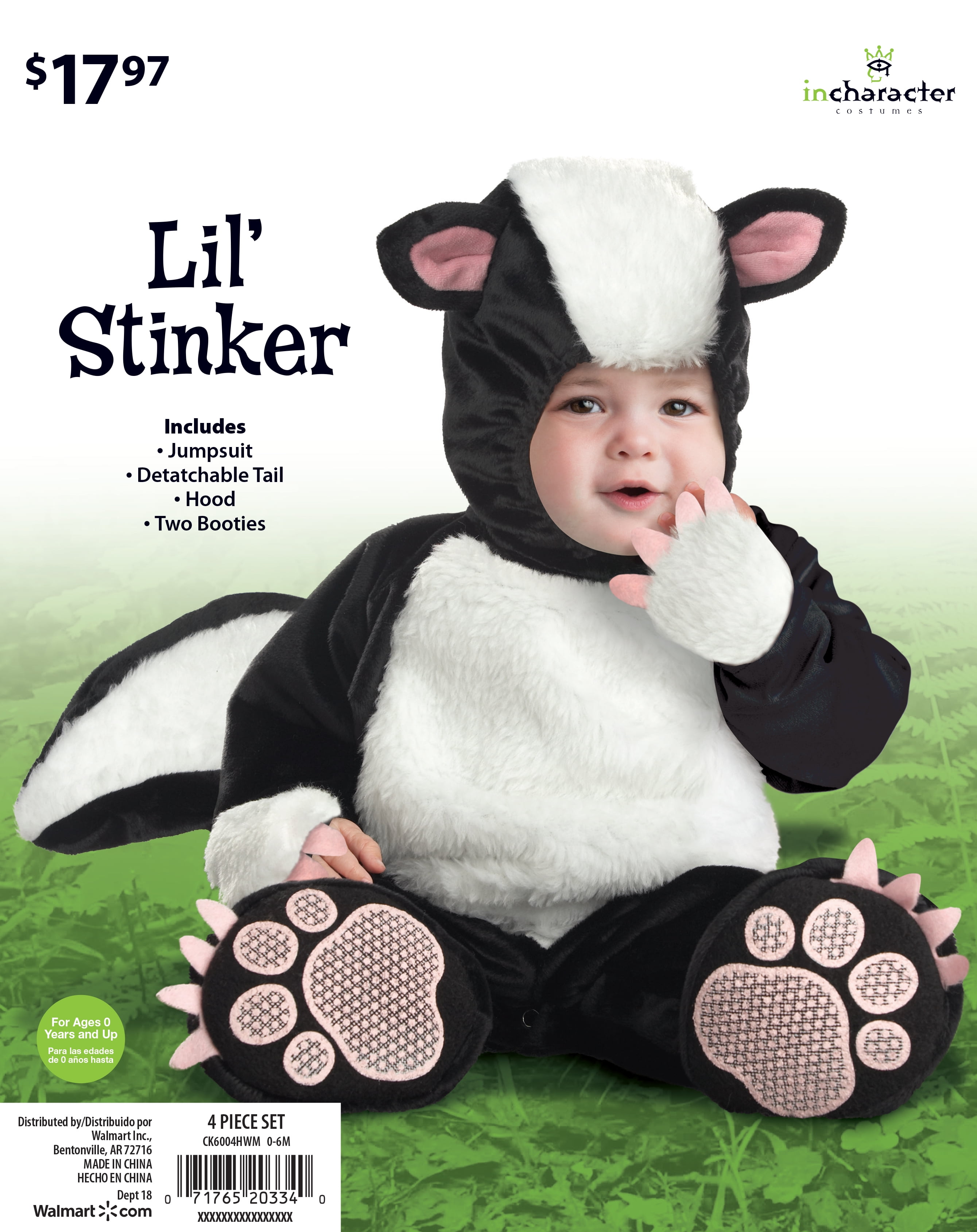 Lil Stinker Costume Halloween Skunk Plush Toddler InCharacter SIZE 18-24 months 