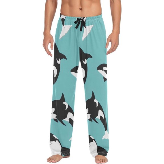 Killer Whale Pattern Ghost Pajama Pants, Men's Lounge Pants Light with Drawstring and Pockets, Christmas New Year Birthday Father's Day Gifts