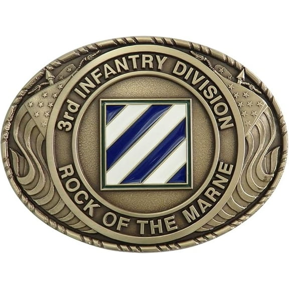 Indiana Metal Craft US ARMY 3rd Infantry Division Double USA Flag Solid Brass Buckle Made In USA