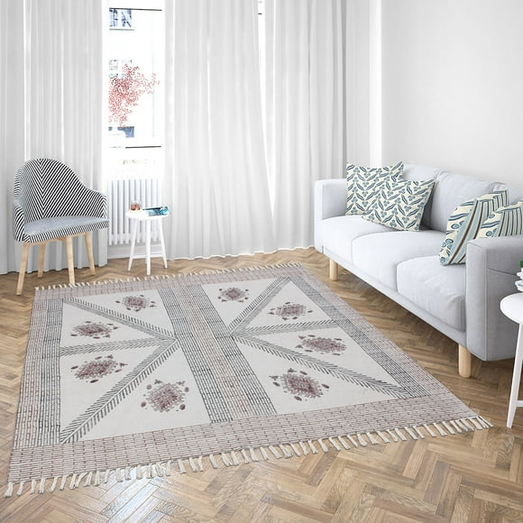 Casavani Custom Sizes Bohemian Style Area Rug,Brown 6x6 feet