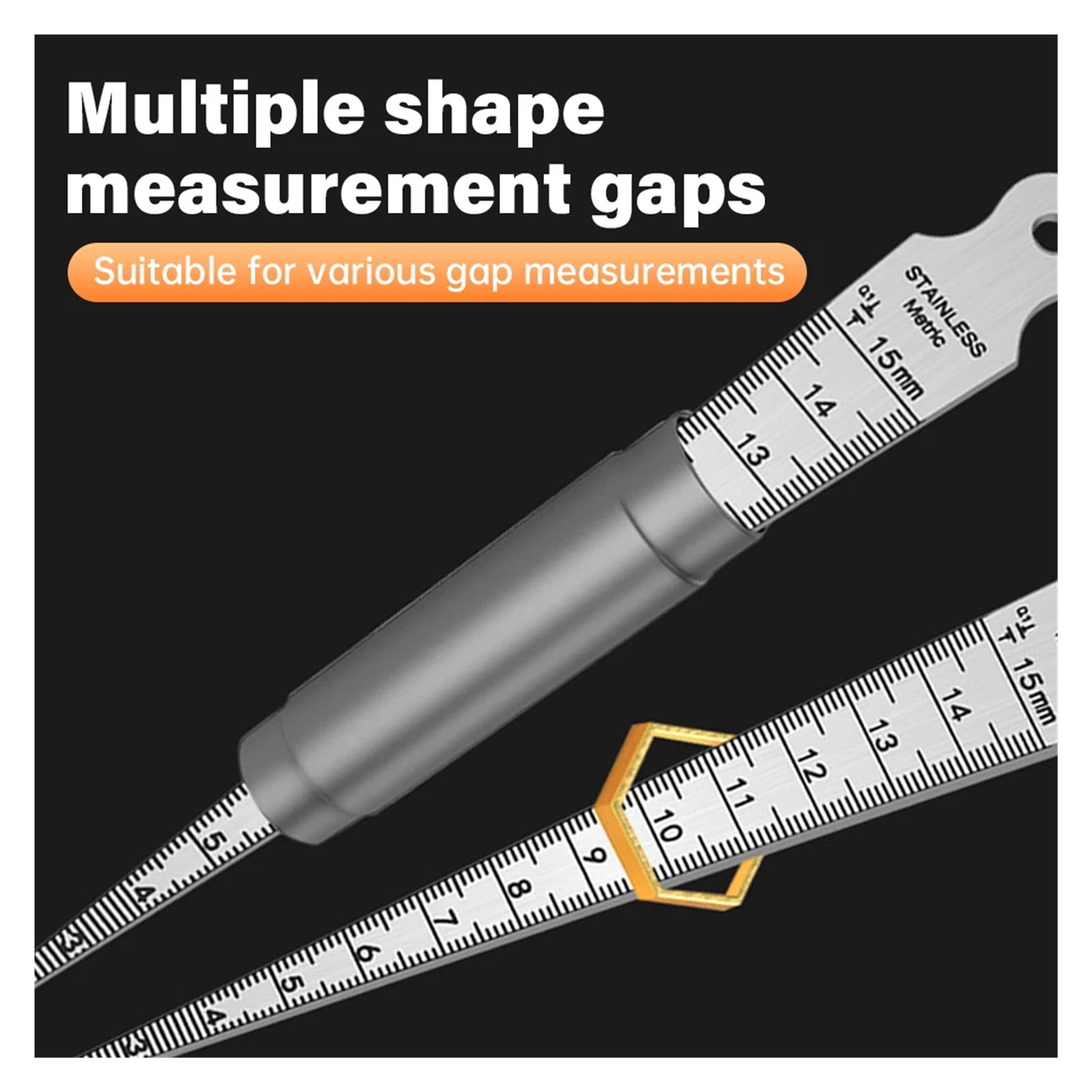 1PC Taper Gauge Feeler 1-15mm Stainless Steel Gap Hole Measuring Tool Double Side Wedge Aperture Scale ,Corrosion-Resistant