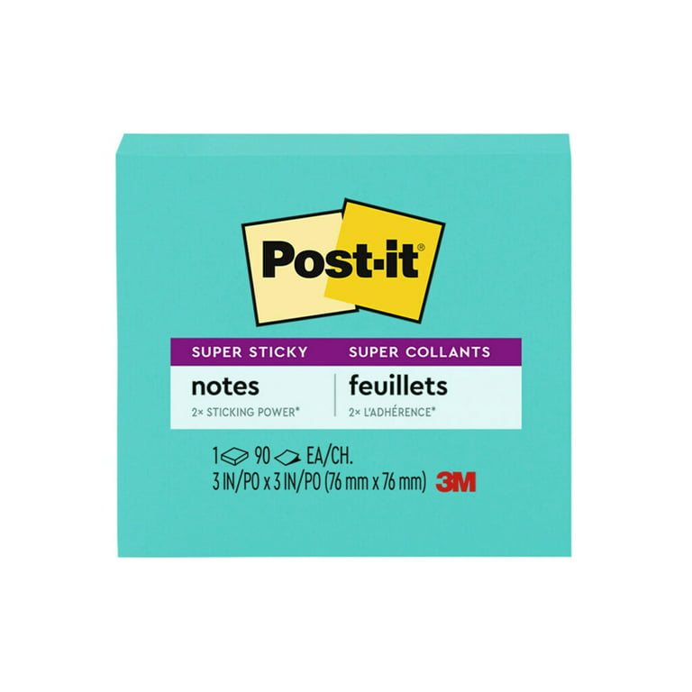 Notes Super Sticky Post-It® Grand Format, Collection Cosmic, Lignées, 101  mm x 101 mm, 90 Feuilles/Bloc, 3 Blocs/Paquet